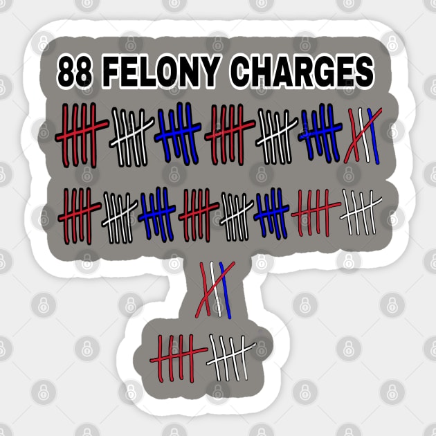 88 FELONY CHARGES - Red, White & Blue - Back Sticker by SubversiveWare